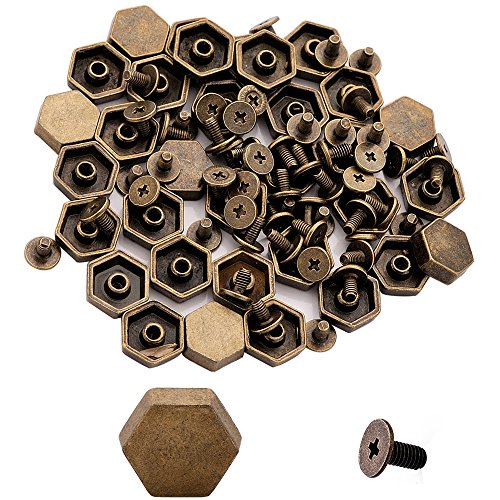 100pcs Cone Spikes Screwback Studs DIY Craft Cool Rivets Punk Stud Hexagon Style 12x4mm 1/2