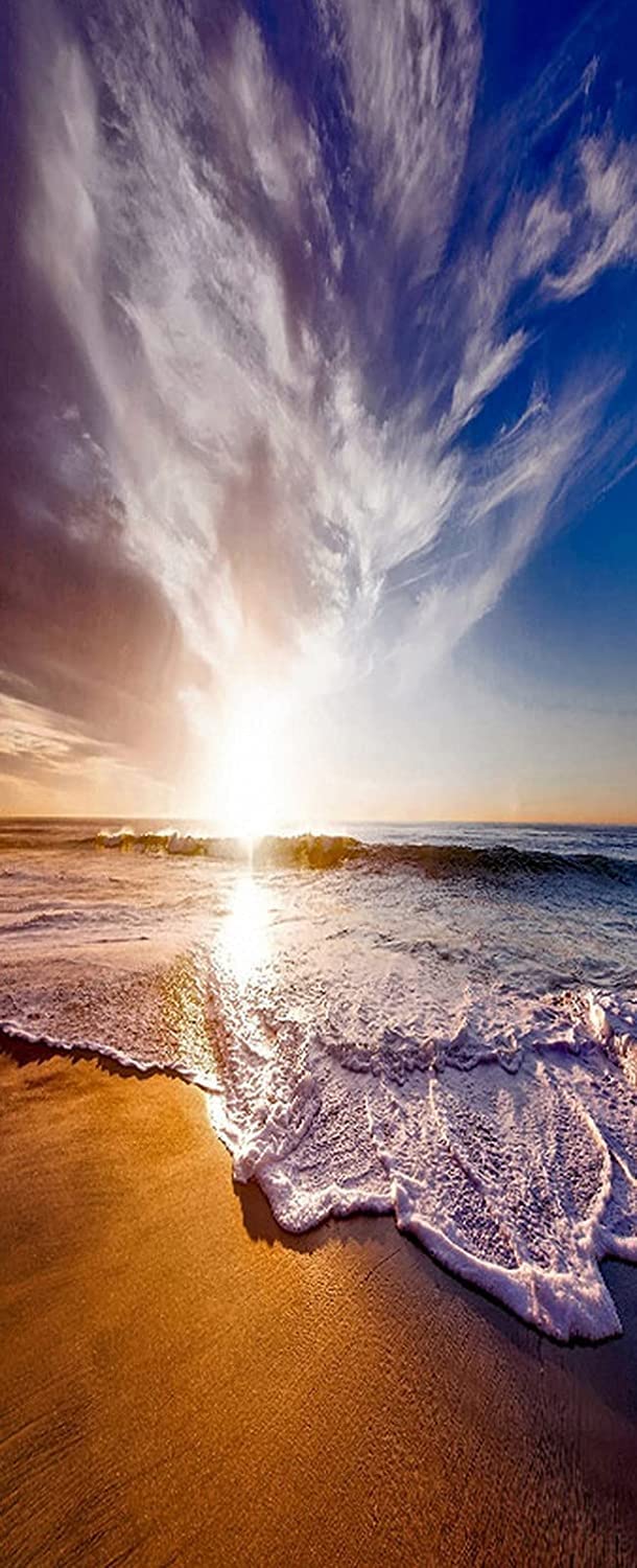 3D Türaufkleber Strand Sonnenuntergang - 95x215cm Abnehmbar Wasserdicht