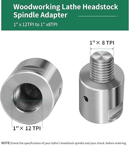 Miniatura 65 de Adaptador de husillo de cabezal de torno, convierte 1 "x 8TPI a 3/4" x 16TPI para torno de carpintería