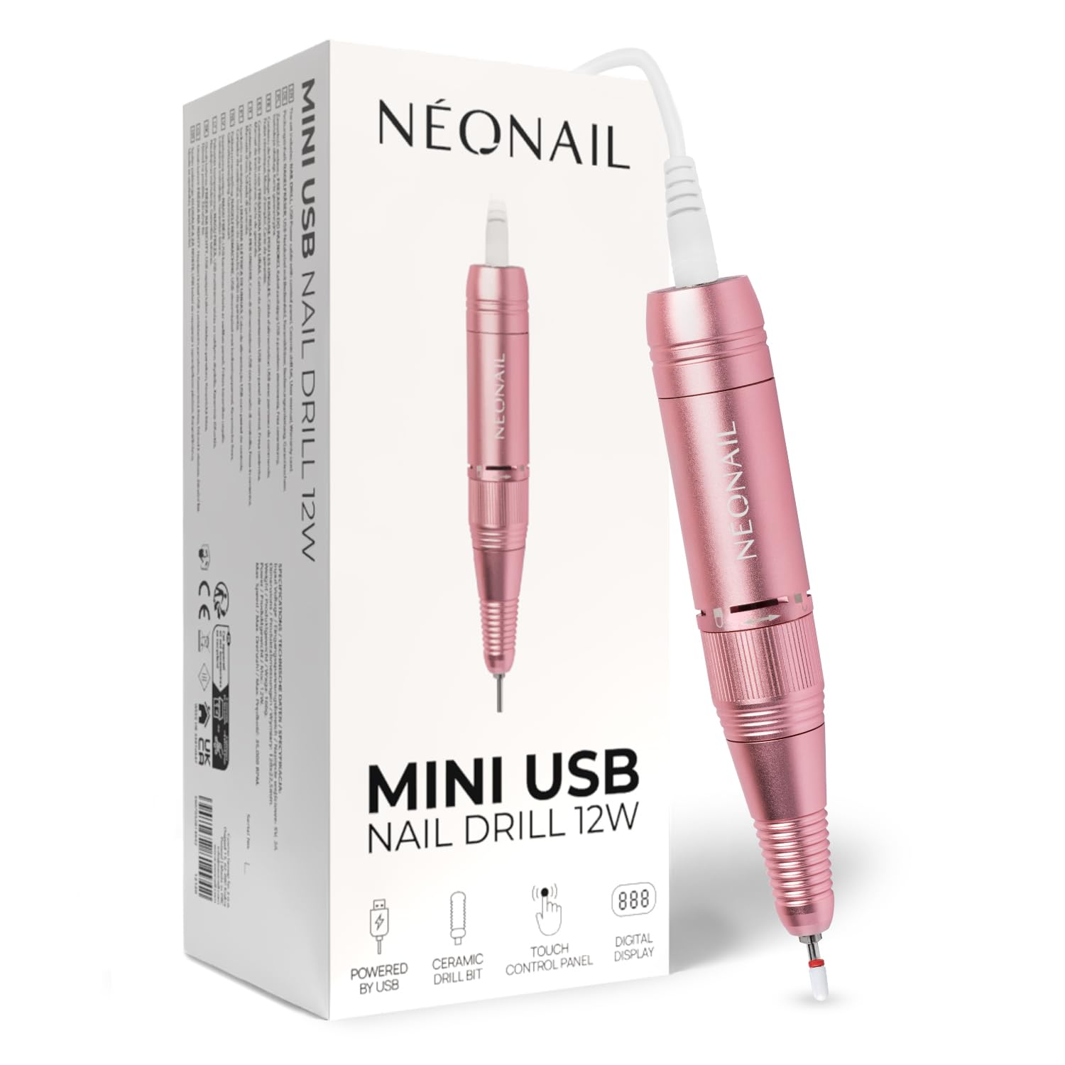NÉONAIL Frezarka do paznokci Mini USB Nail Drill 12 W - Frez ceramiczny w zestawie - Manicure & Pedicure