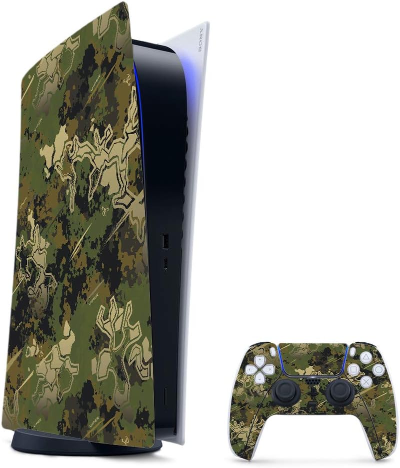 MightySkins Gaming Skin for PS5 / PlayStation 5 Digital Edition Bundle - Blue Modern Camo | Protective Viny wrap | Easy to Apply and Change Style | Made in The USA