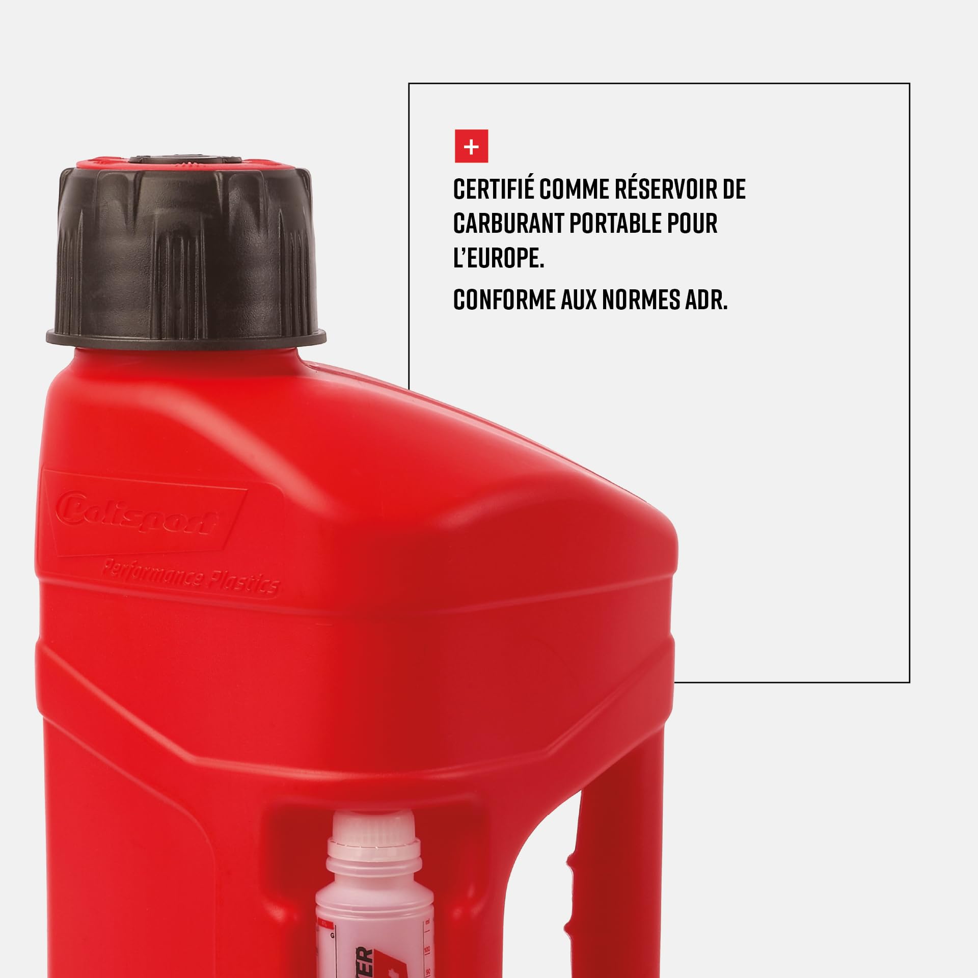 Polisport 8464600002 - Bouteille d'essence de 10 litres approuvée ProOctane avec système de remplissage rapide durable et résistant avec bouchon anti-fuite en couleur rouge