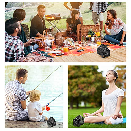 Camping Fan With Led Lantern, 7800Mah Rechargeable Portable Tent Fan With Remote Control, Power Bank, 180°Head Rotation, Perfect Quiet Battery Operated Usb Fan For Picnic, Barbecue, Fishing (Black) #TOP5