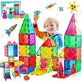 HOMOFY Kids Magnet TilesToys 60Pcs Oversize 3D Magnetic Building Blocks Tiles Set,Inspirational Educational Toys for 3 4 5 6 Year Old Boys Gilrs Gifts