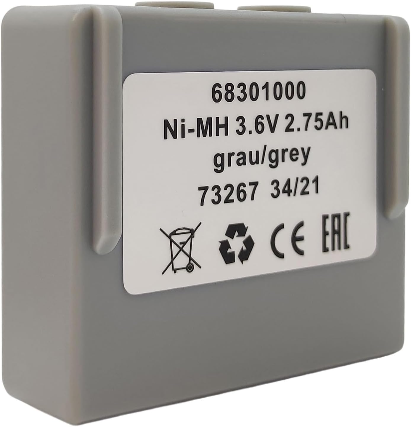 3.6V 68301000 Battery 2750mAh 2.75Ah Ni-Mh 68300900 for HETRONIC Remote Control, Grey 683 00900 Rechargeable Battery