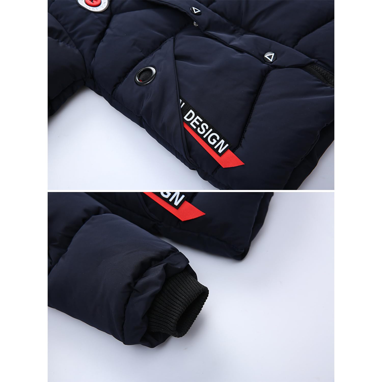 semen Winterjacke für Kinder, Jungen, mit Fleece gefüttert, Kunstfell, Kapuzenjacke, dicker Wintermantel, warm, Ski, gepolsterter Parka, Alter 3–10 Jahre