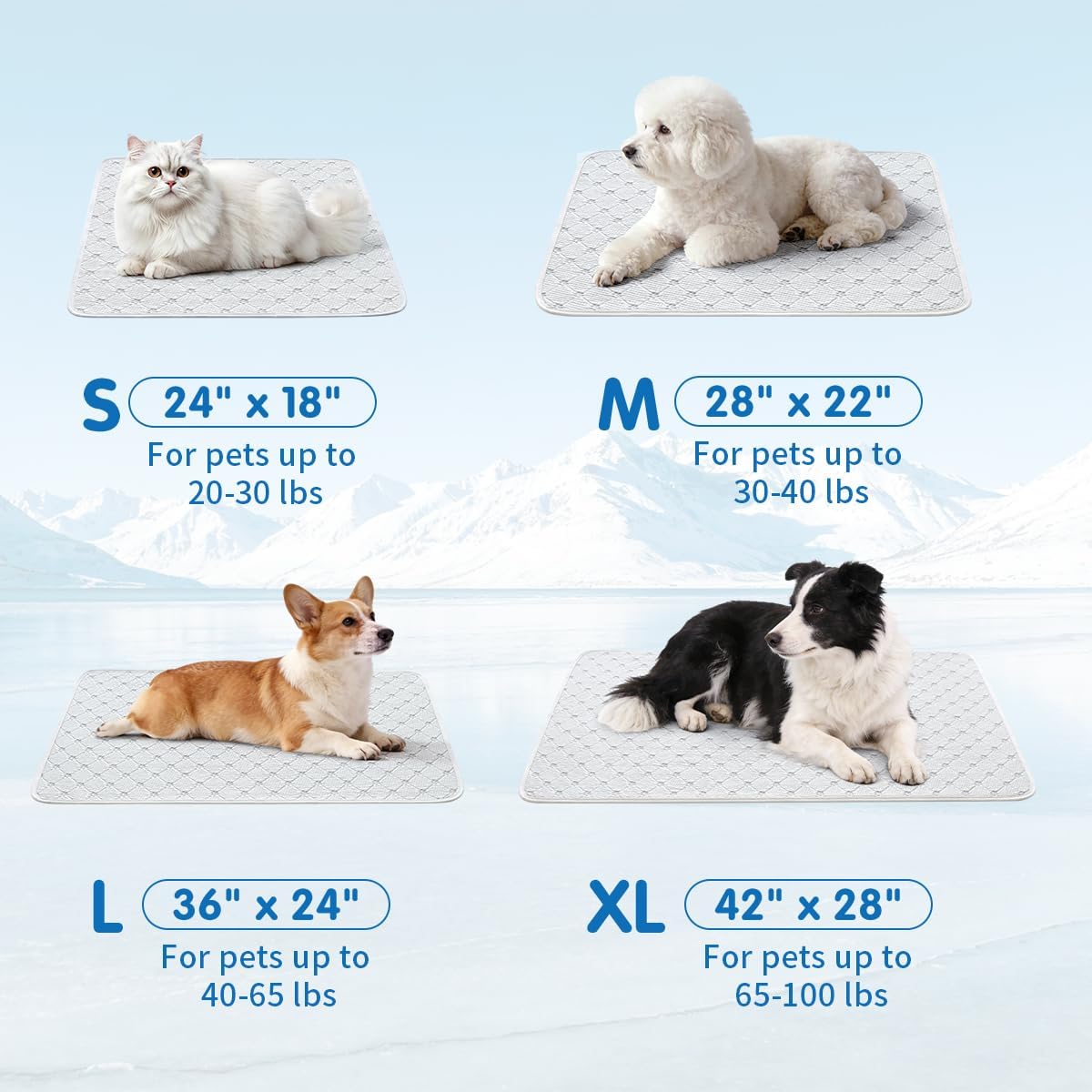 Dog Cooling Mat - Instant 6-12°F Drop, Cooling Mat for Pets Q-MAX >0.5 & Machine Washable, Anti-Slip Bottom, Cool Relief Bed for Dogs & Cats Light Gray 42" x 28"