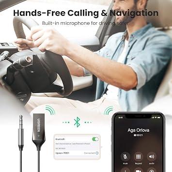 3.5mm Aux Bluetooth 5.3 Receiver Adapter Toolkit with Ugreen Microphone