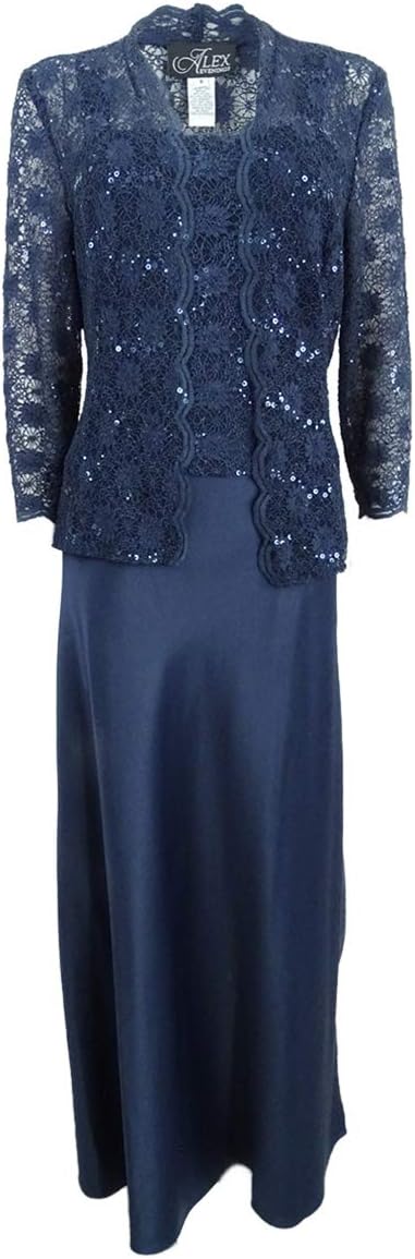 Alex Evenings Women's Long Lace Jacket Dress