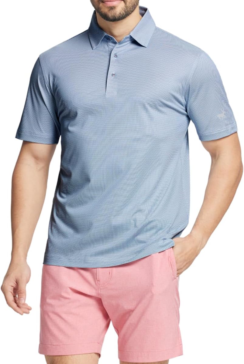 Rouen Mens Polo Shirts Short Sleeve Soft Lightweight Performance Dry Fit Jacquard Casual Collared Golf Polo Shirts for Men - Image 3