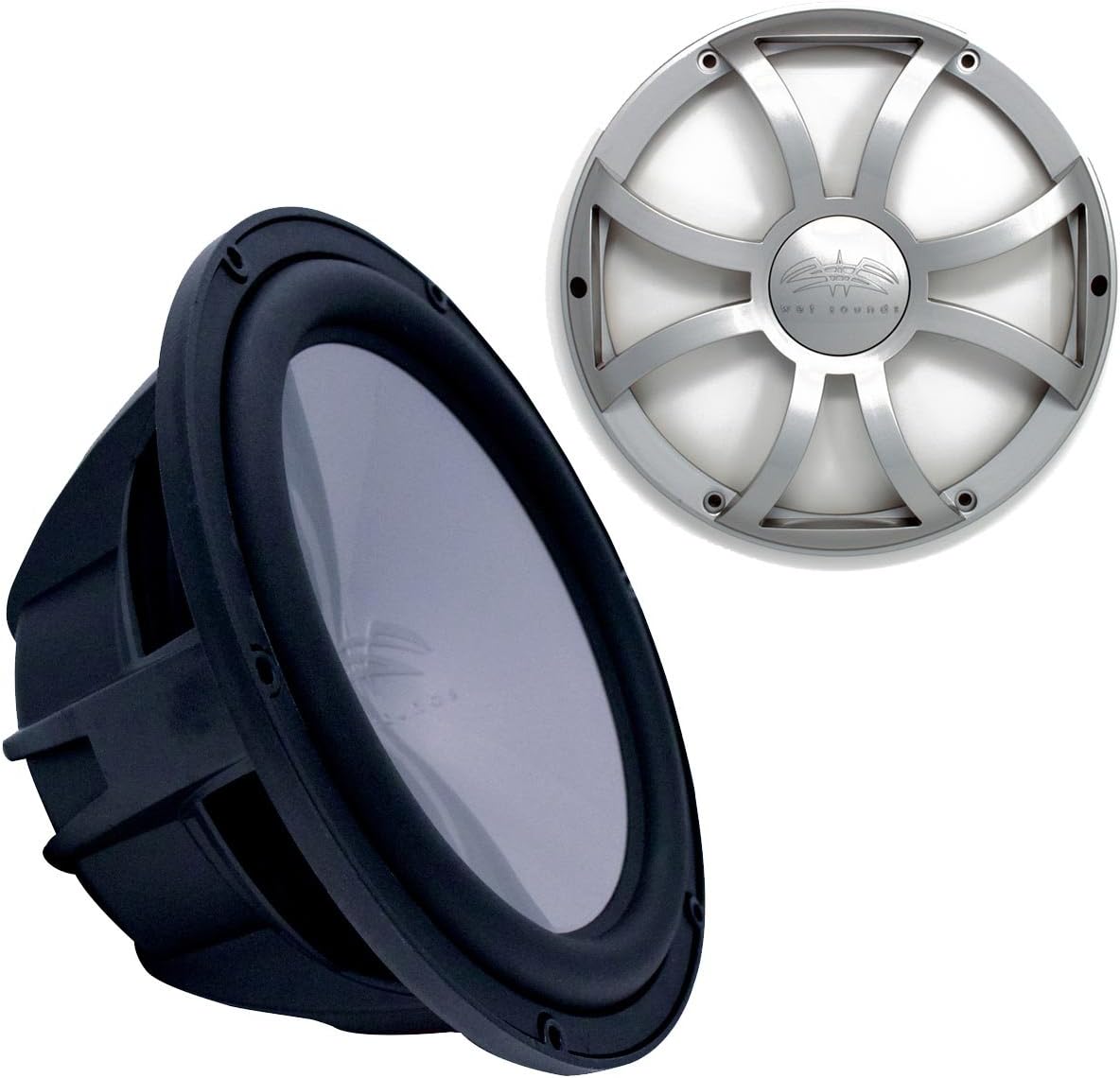 Wet Sounds Revo 12" Subwoofer & Grill - Black Subwoofer & Silver XS Grill - 2 Ohm