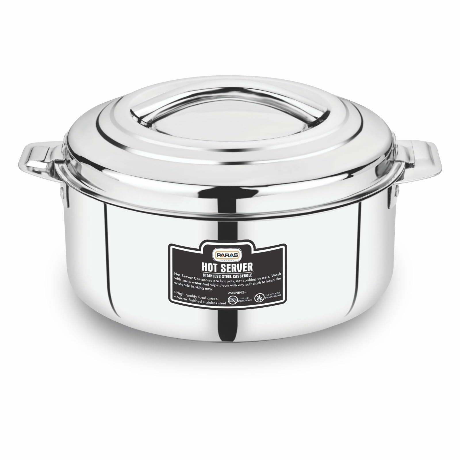 Paras Homeware Hot Server Steel Casserole|Food Grade | Easy to Carry | Easy to Store For Rice, Gravy, Curry|1800ml (B0CR1G6VXB) Amazon Price History, Amazon Price Tracker