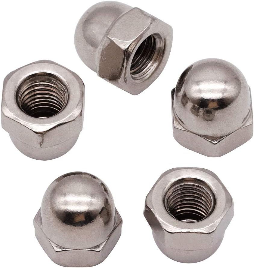 #8-32 (50 PCS) Acorn Hex Cap Nuts Locknuts, 304 Stainless Steel, Bright Finish