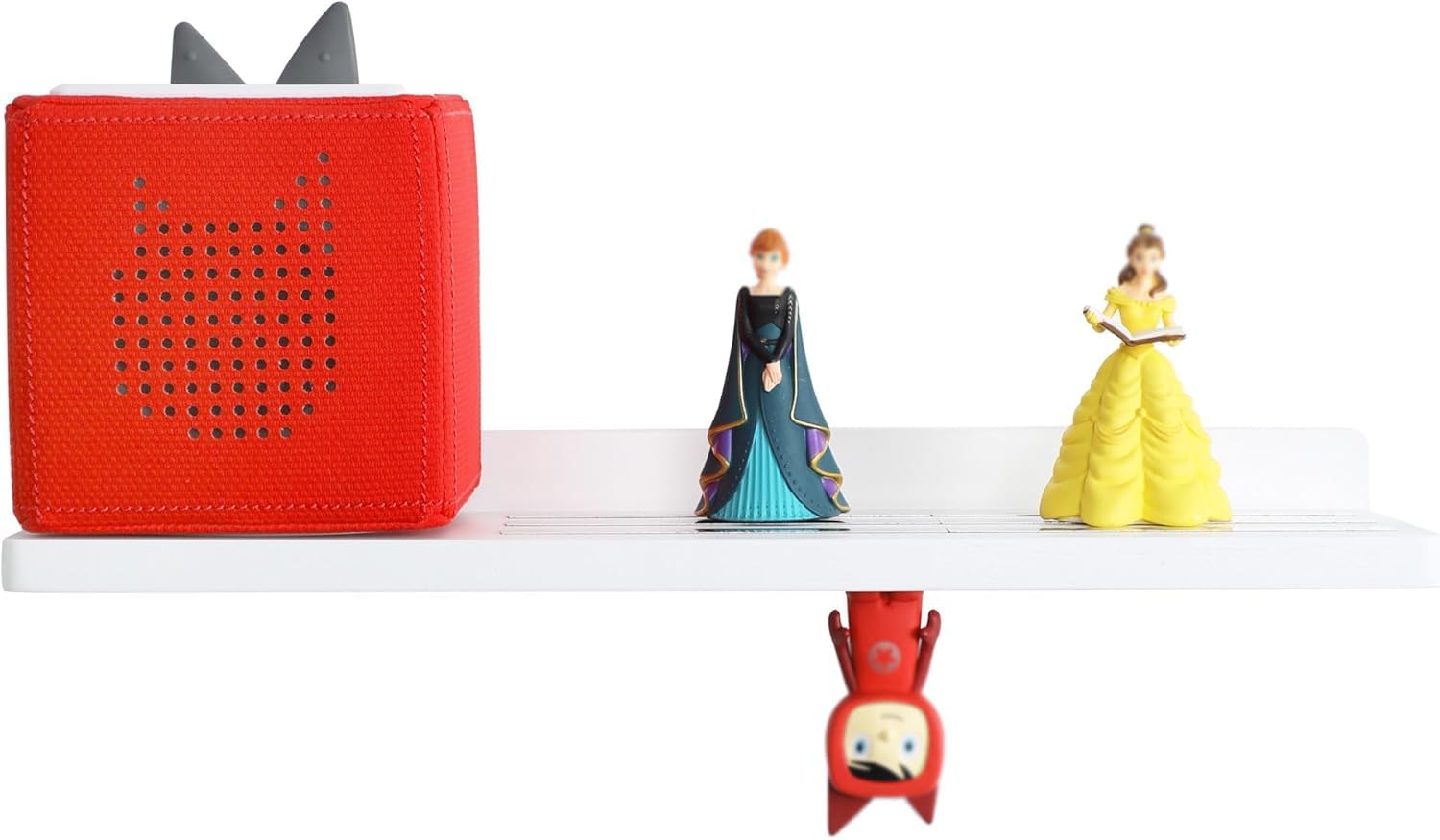 PHOENANCEE Toniebox - Estantería magnética de roble flotante de pared para 30 figuras de almacenamiento, estante infantil, habitación infantil, sala de estar, 1 nivel (blanco)