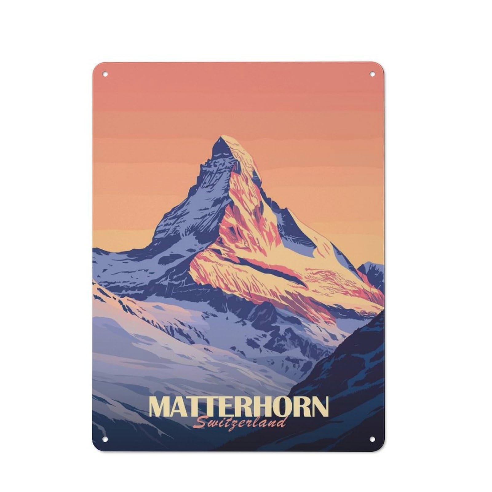 Junmoney Style-18 Matterhorn Mountain Printed Metal Sign 40X30cm For Man Cave Or Games Room, Suited To Games Room Collectors