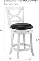 Vista 17 de Ball & Cast Taburetes giratorios tapizados para mostrador de cocina, taburetes de bar de 24 pulgadas de altura del asiento, silla de taburete
