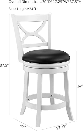 Miniatura 10 de Ball & Cast Taburetes giratorios tapizados para mostrador de cocina, taburetes de bar de 24 pulgadas de altura del asiento, silla de taburete con