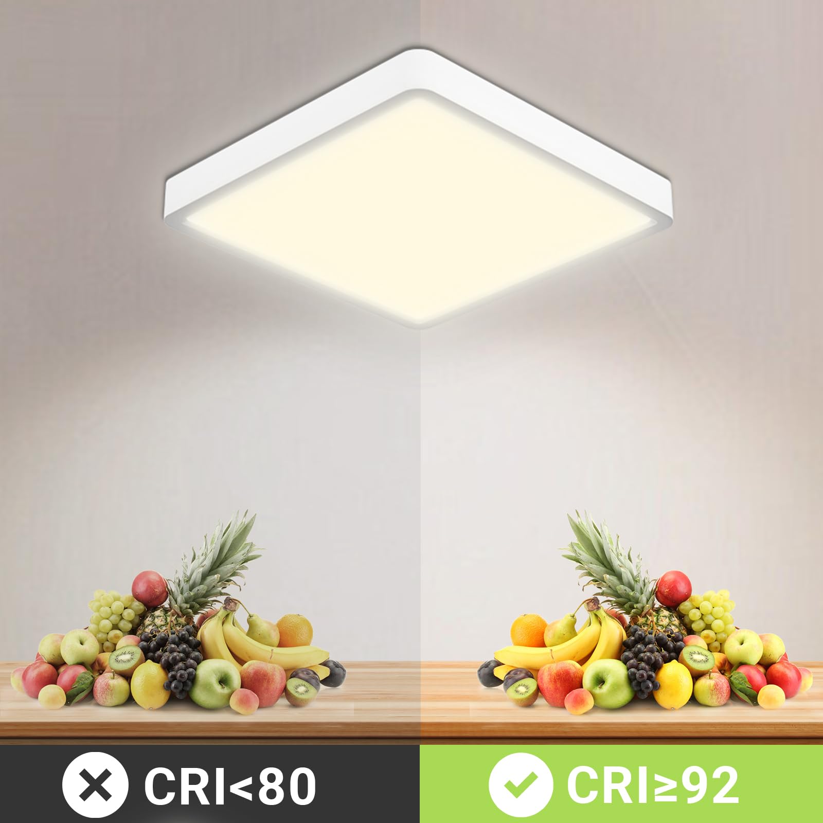 LQWELL® Plafoniera Lampada da soffitto a LED, IP44 Lampada da bagno impermeabile Quadrata piatta 18W 4000K 1600LM Sottile per soggiorno Bagno Camera da letto Cucina Seminterrato Ufficio, 220 * 24mm
