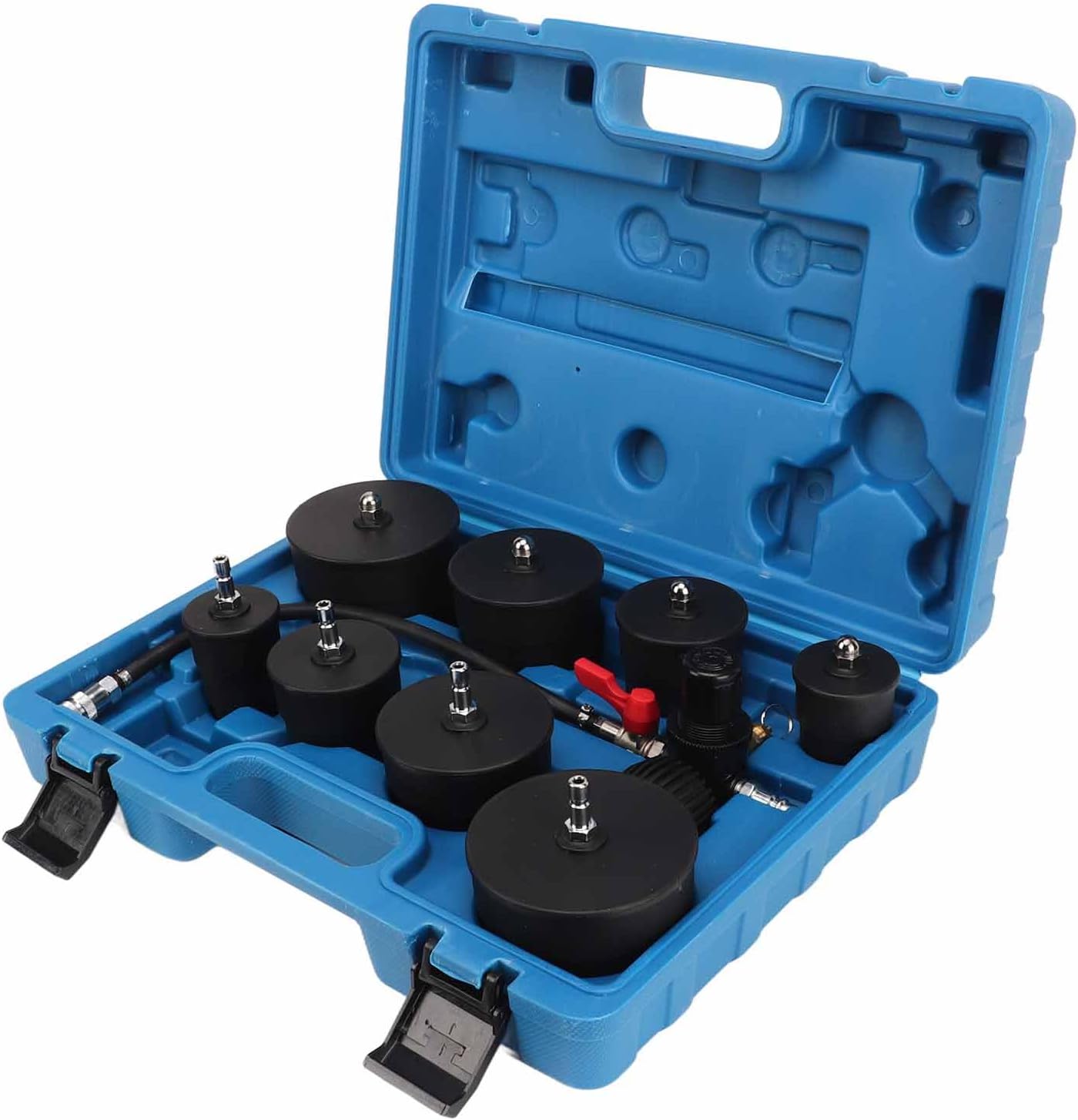 Generic 9Pcs Turbo System Leakage Tester - Compression Tester Automotive, Engineered for Turbocharger and Cooling System Leak Check, with 0-6 Bar Pressure Gauge