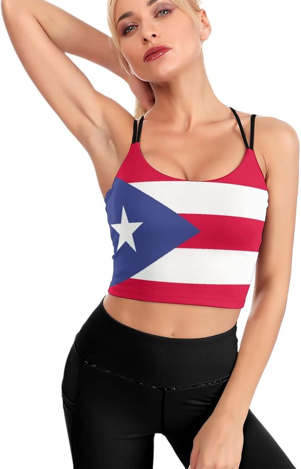 Women's Sport Tank Top Puerto Rico Flag Sports Bra Workout Yoga Top 2XL