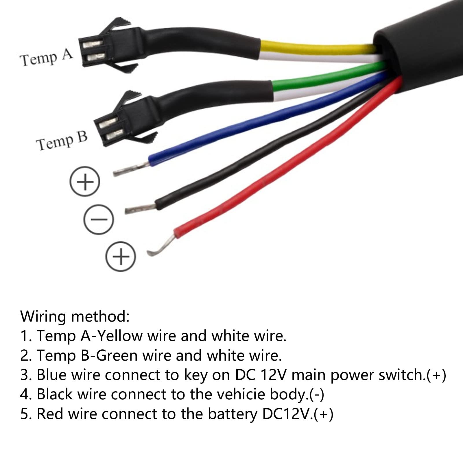 Öltemperaturanzeige, Wasserdichter LCD-Bildschirm 4 in 1 Wassertemperaturanzeige Digitalanzeige für Motorrad (M12 * 1,5)