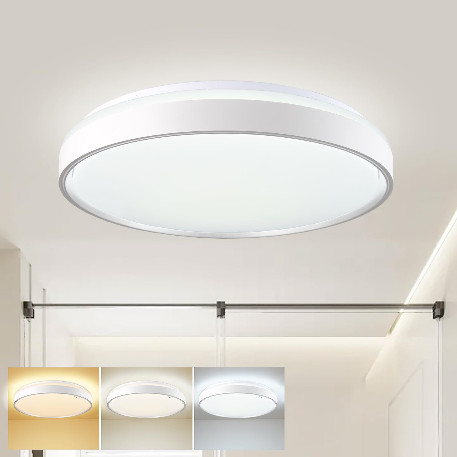 DINGLILIGHTING LED Ceiling Lights with Remote Control, 32W 2550lm Dimmable Ceiling Light, Round LED Flush Mount Ceiling Light for Bedroom Living Room Kitchen Hallway Office,Sliver