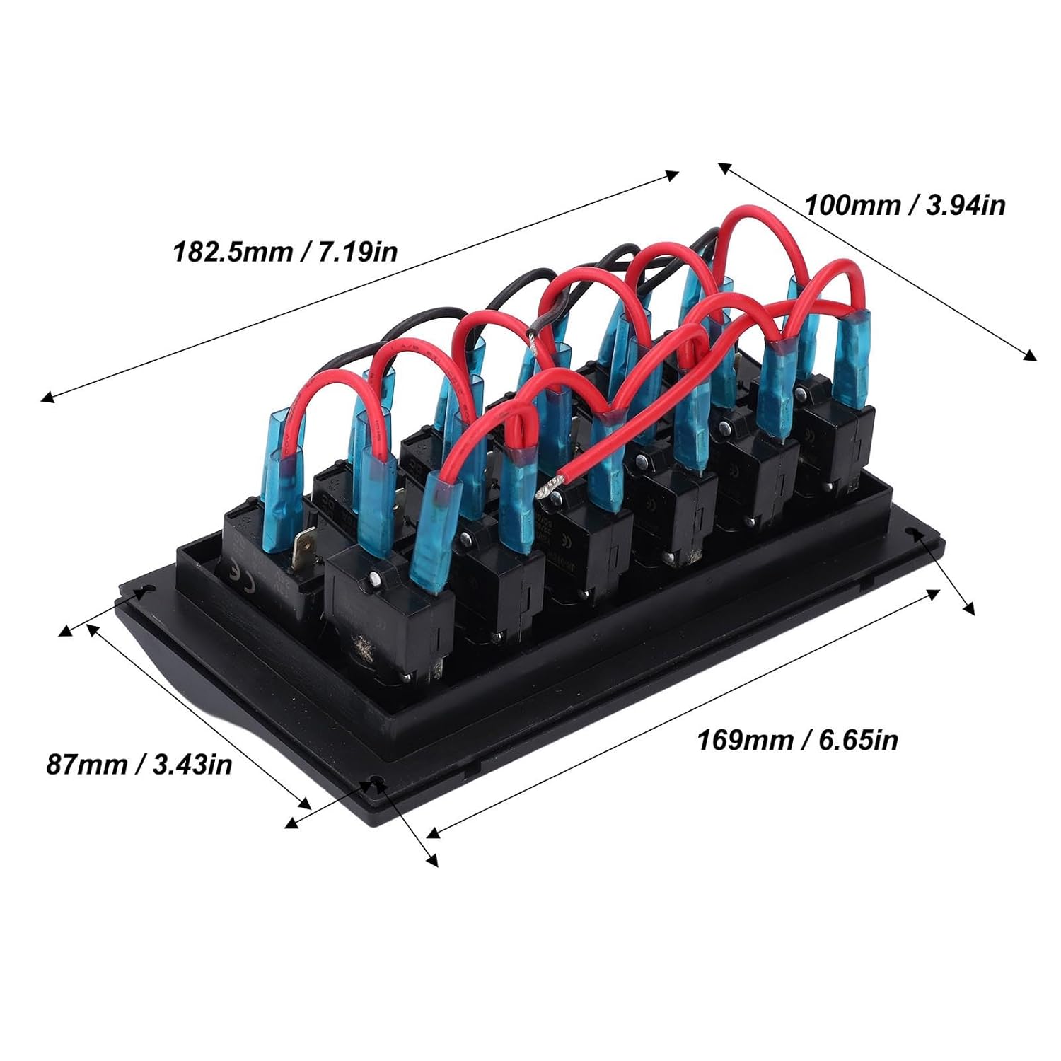 6 Gang LED Switch Panel with Overload Protector, ABS Material, IP68 Suitable for Boat, Yacht, RV, Bus