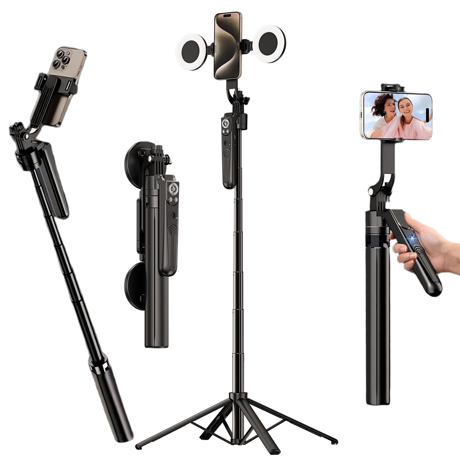 Trípode de seguimiento facial automático para iPhone, trípode de teléfono de viaje de 70 pulgadas de alto con control remoto y control de gestos, soporte para selfie para grabación de video