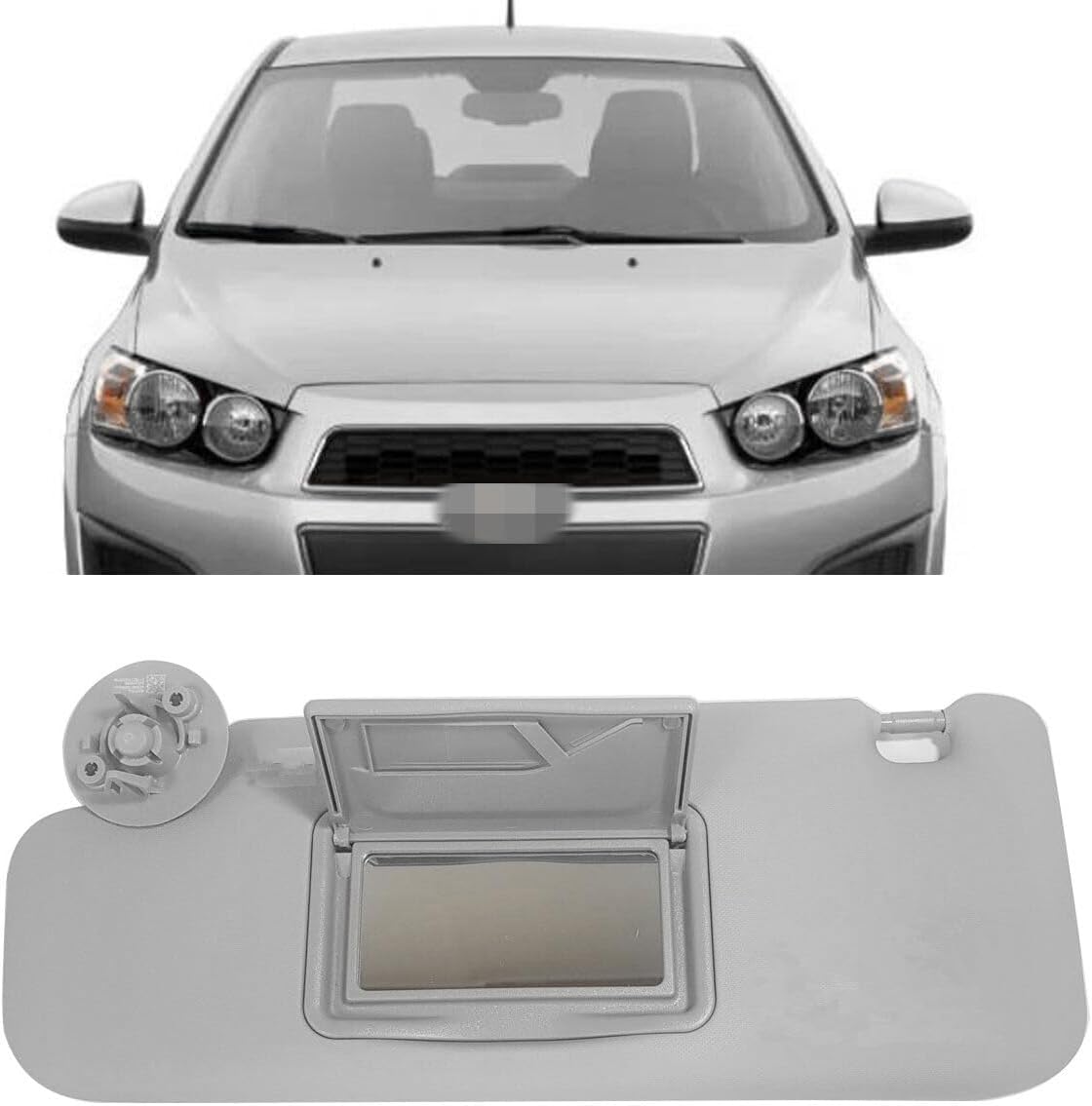 New Sun Visor Gray Left Driver Side with Mirror Compatible with Chevrolet Sonic 2012-2022 Chevrolet Spark 2011-2022 Replace 95091732,42481829,42478247,42481827,42478249