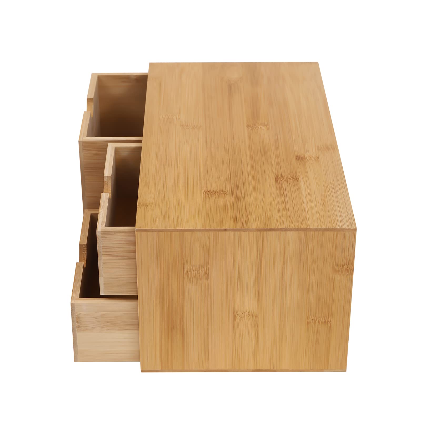 Organizer da scrivania in bambù con 3 cassetti, in bambù naturale, con parte superiore posizionabile, per ufficio, soggiorno, camera da letto
