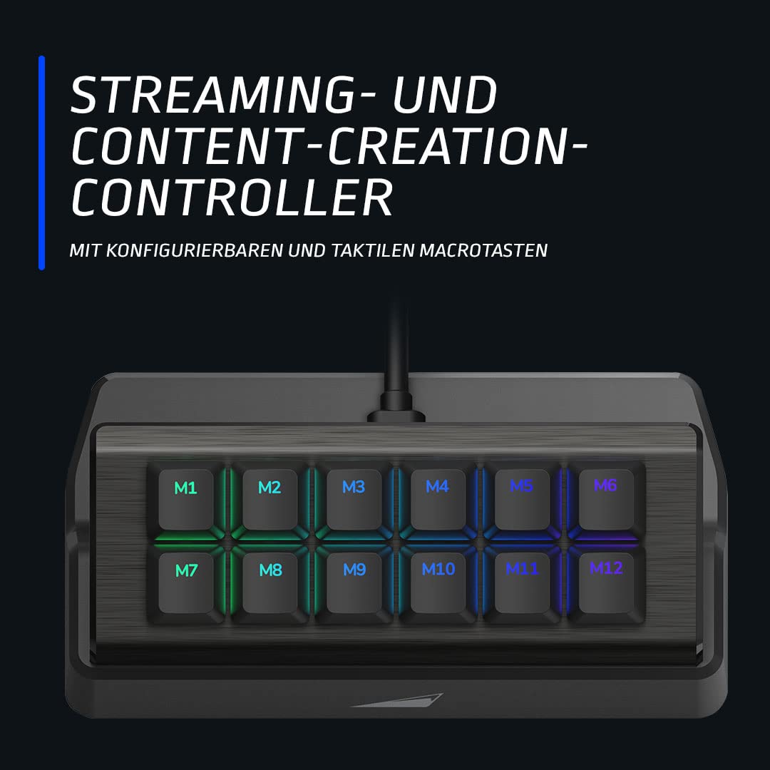 MOUNTAIN Macropad, 12 frei konfigurierbare Tasten, Mehrere Profile, Per-Key RGB-Beleuchtung,