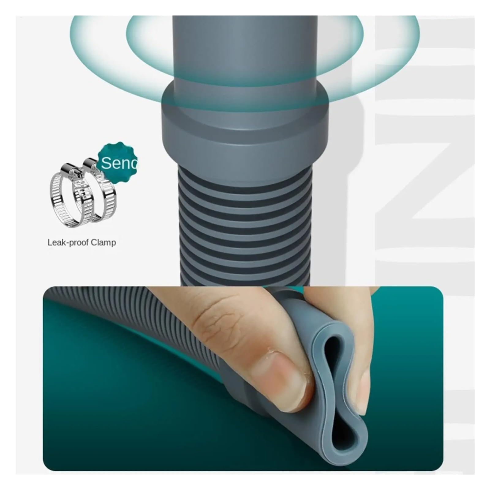 Kit De Tubería De Descarga De Drenaje Flexible De 1 Metro Con Abrazadera Y Conector, Compatible Con Lavadora Y Fregadero