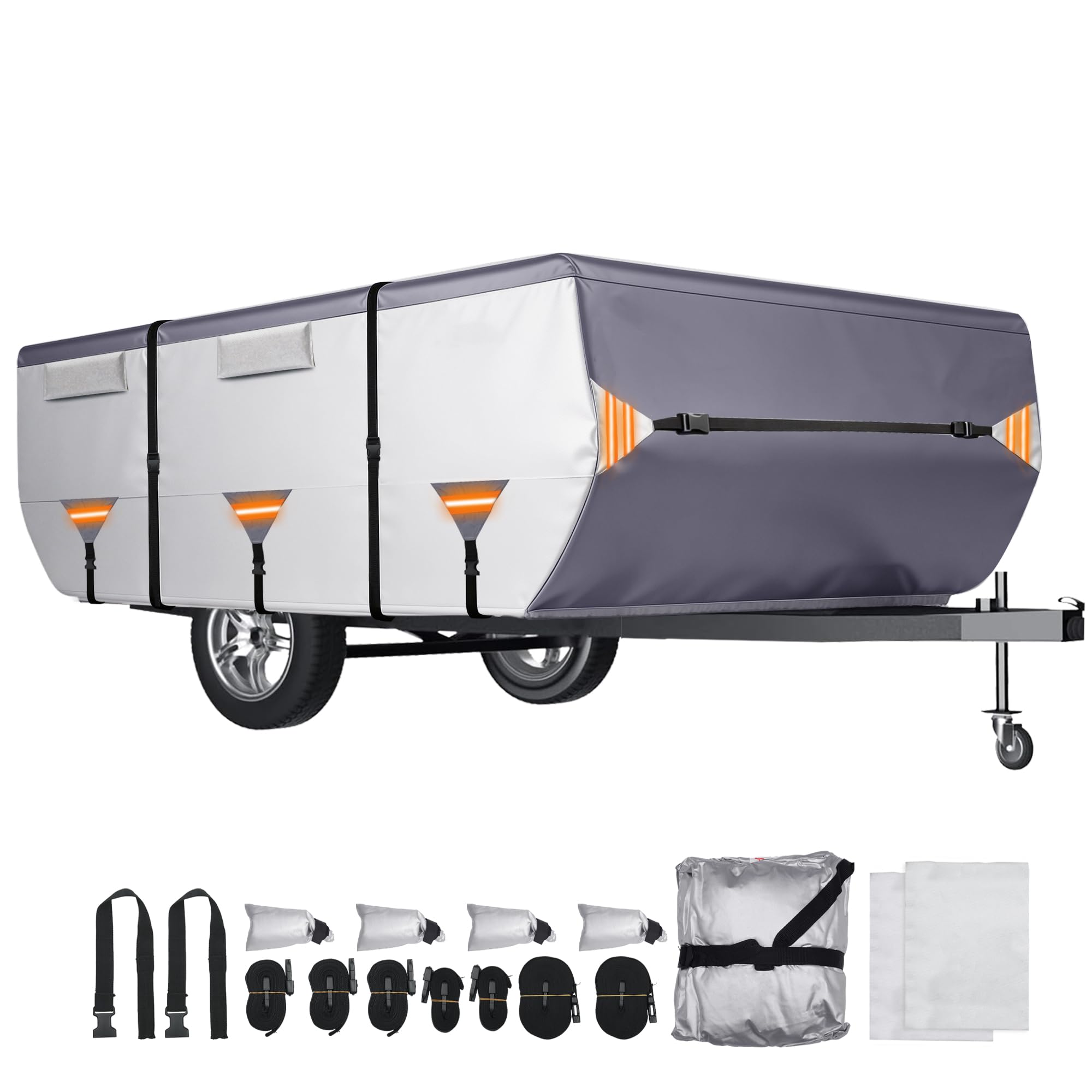 X AUTOHAUX Copertura pieghevole per camper da 4,3 m a 4,9 m, copertura per rimorchio da viaggio per l'inverno, resistente, rivestimento in poliuretano Oxford, impermeabile, anti-UV, resistente agli