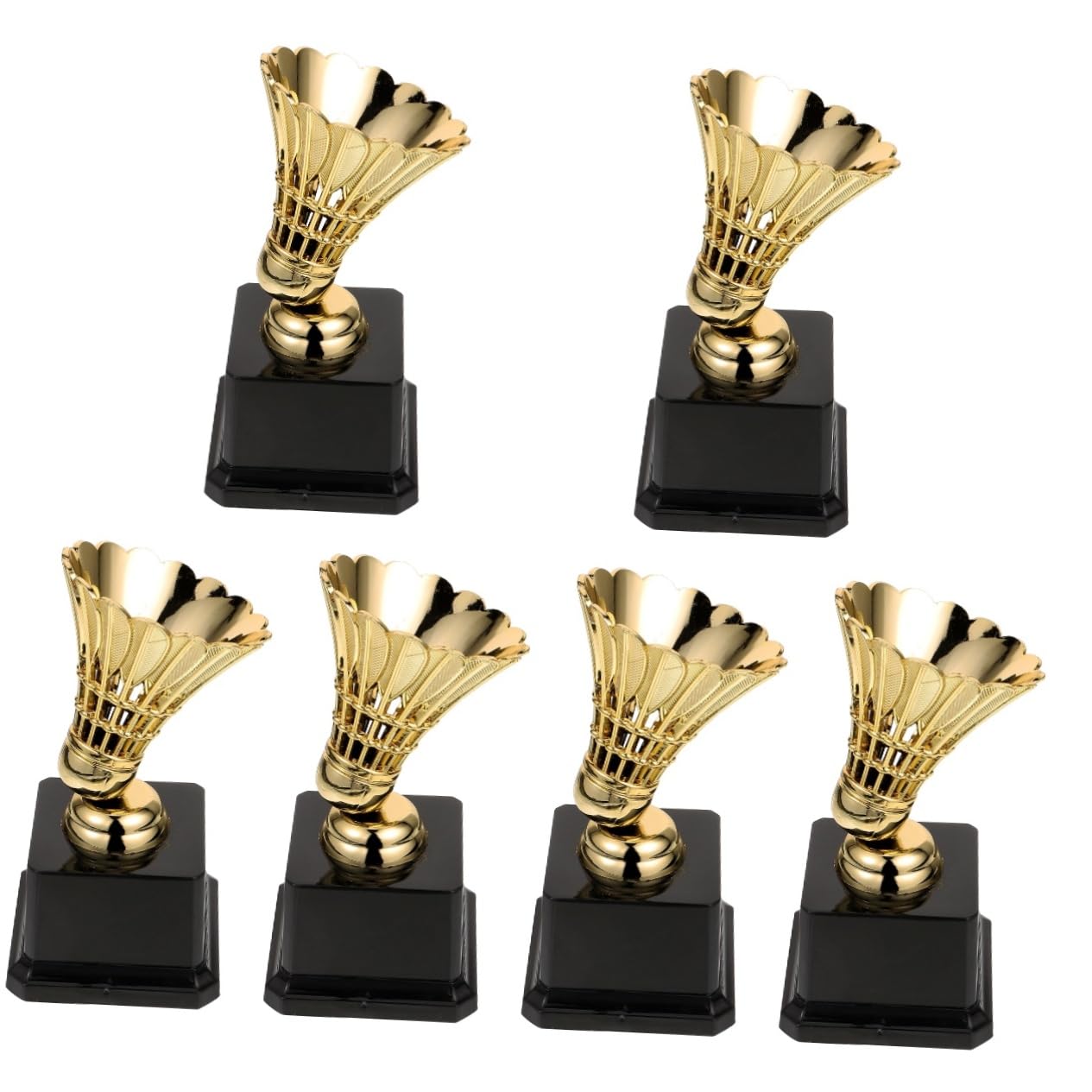 Yardwe 3st Badminton-Match-trophäe Trophäen Verliehen Stielspielzeug Modelltrophäe Medaillen Für Wettkampf-trophäe Konstruktionsspielzeug Dekoratives Trophäenmodell Golden Plastik