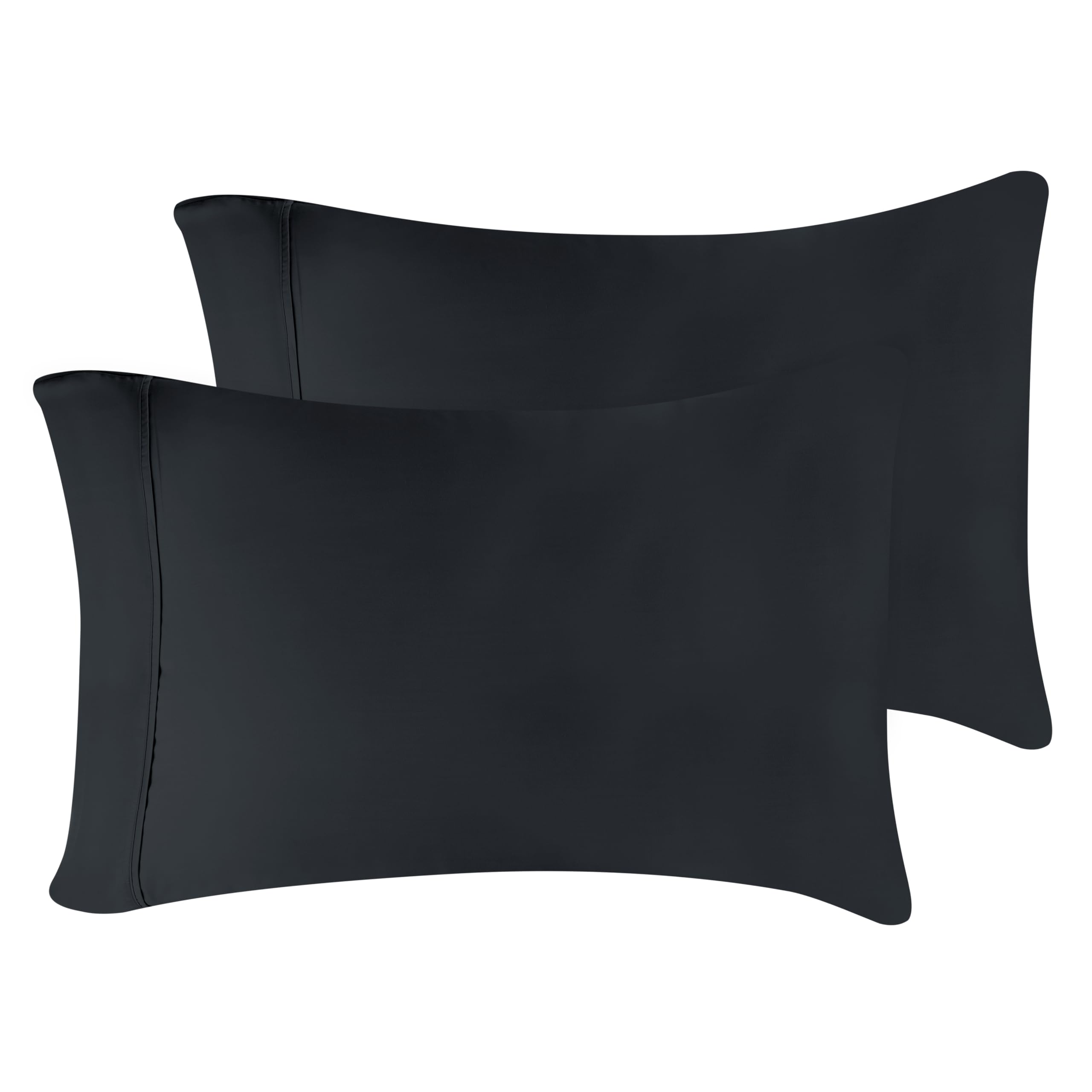 Superior - Fundas de Almohada 51 x 76 cm, 100% de Modal de Fibra de hayedo de 300 Hilos, Color Negro Liso, 1 par