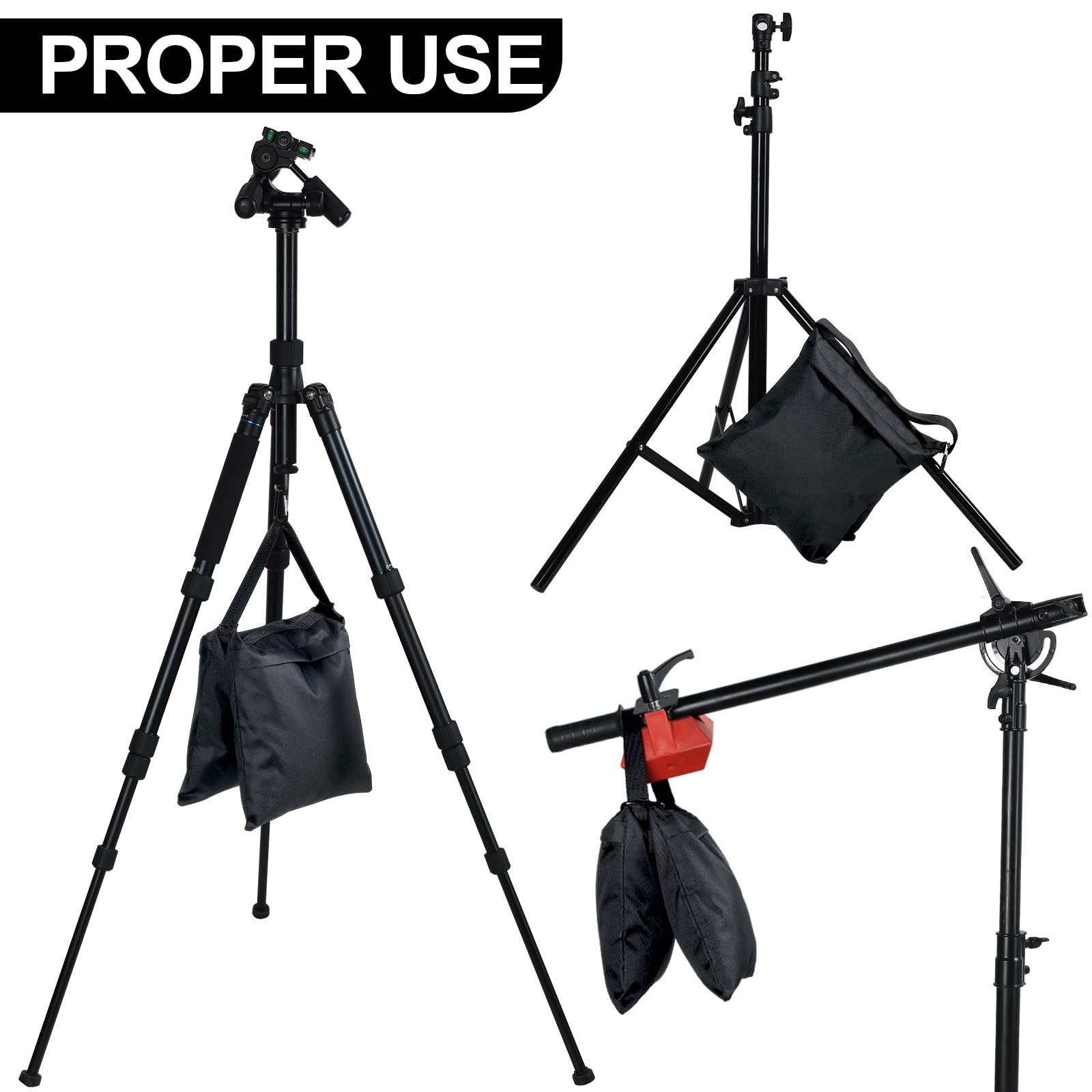 12 Sets Schwere Fotografie Sandsack Sets mit Fotografie Gewichtsbeutel, Federklemmen, Boom Halterungen, Fotografie Stativ Ständer Sport Outdoor Fotovideo für feste Halterungen