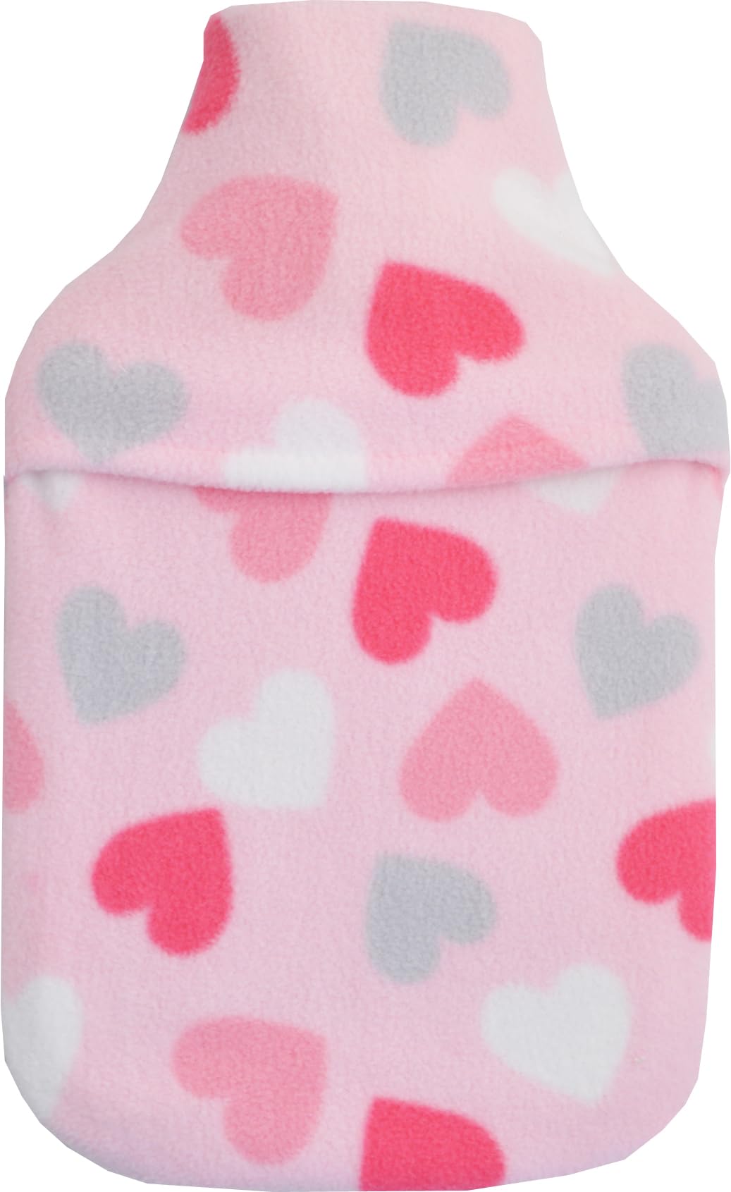 Vagabond Cosy Fleece Hot Water Bottle: 2L Pink Hearts