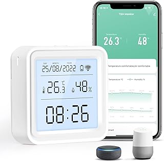 Panamalar Smart WiFi Thermometer Hygrometer with LCD Backlight, Digital Temperature Humidity Sensor Monitor Meter support App Control/Alexa/Send Alerts/Intelligent Linkage for Room Baby Indoor Garage