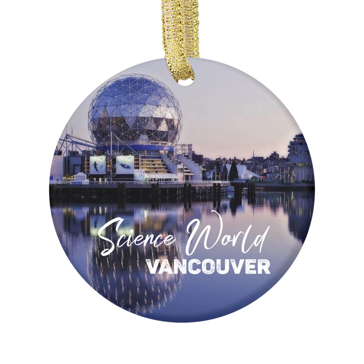 Ceramic Christmas Ornament of Science World Biodome Biosphere Vancouver Canada Canadian Souvenir Design Travel Keepsake Souvenir Xmas Holiday Tree Hanging Ornaments Gifts