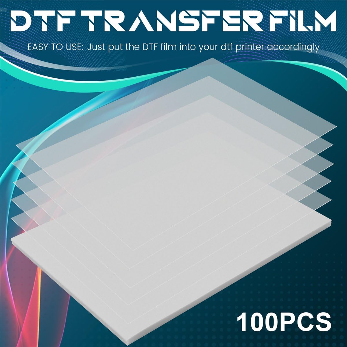 DTF folia transferowa 100 arkuszy - papier termiczny PET A4 do samodzielnego wykonania bezpośrednio na koszulkach. Skarpety, torby, 21 cm x 11,7