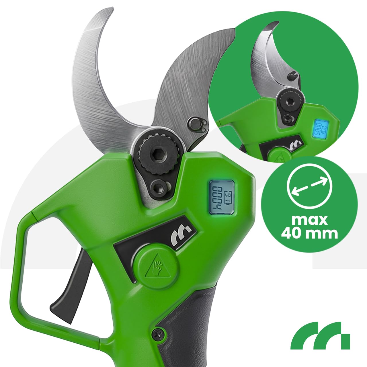 MalTec Sécateur électrique sans fil professionnel Diamètre de coupe 40 mm 2 batteries 21 V avec mallette