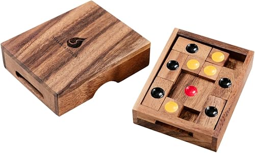 Setting Sun: rompecabezas de bloques deslizantes STEM, también conocido como Huarong Dao o Klotski de SiamMandalay con caja de regalo SM (en la