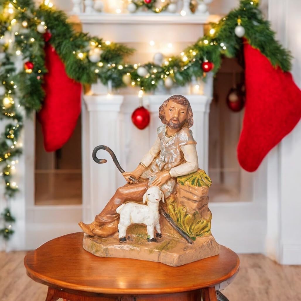 Roman Fontanini 5-Inch Father Shepherd Callum Figurine – Hand-Painted Nativity Scene Accessory – Christian Christmas Decoration