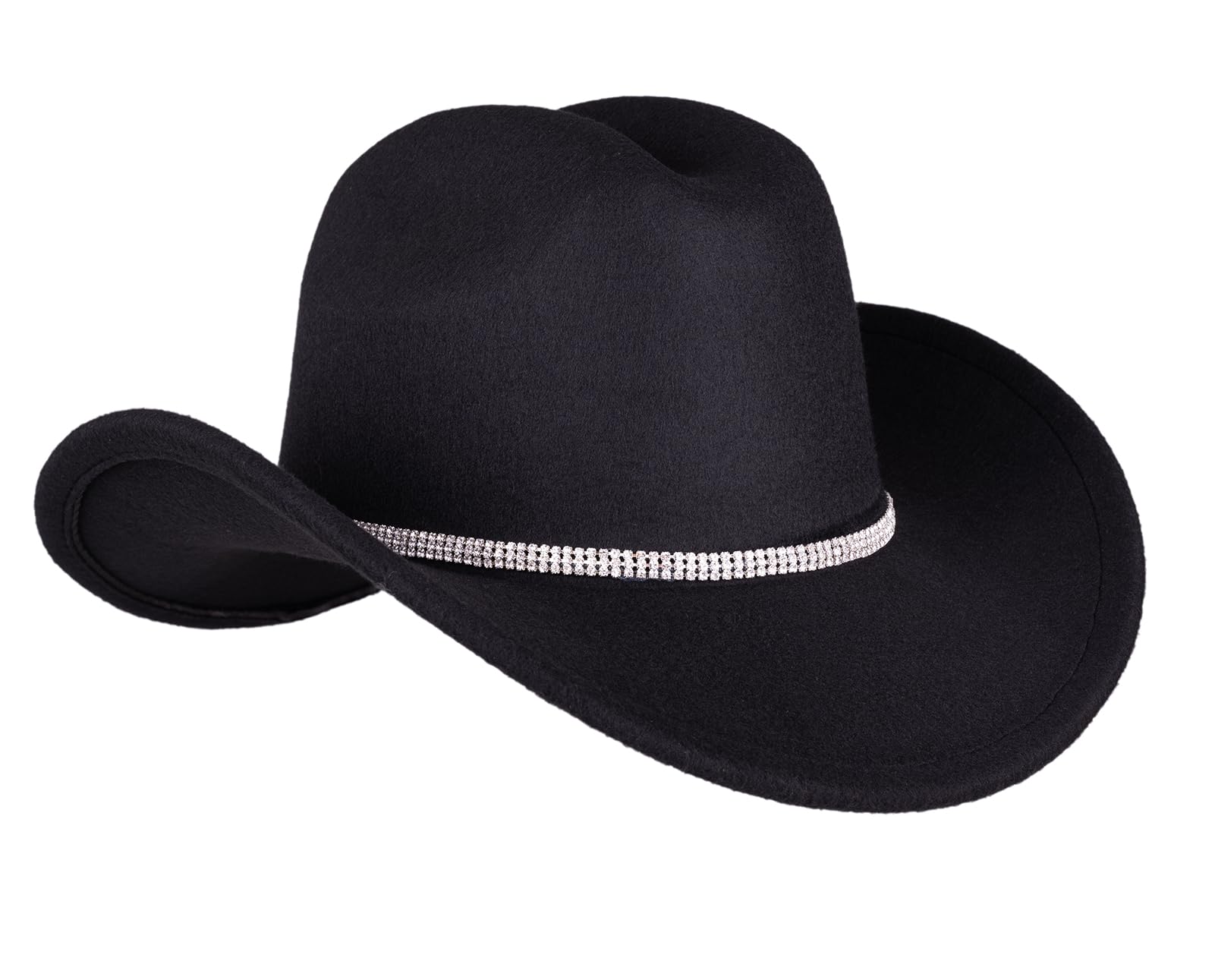 UwantC Glitter Sparkle Cowboy Hats for Women Western Sparkly Rhinestone Cowgirl Hat for Ladies Black One Size