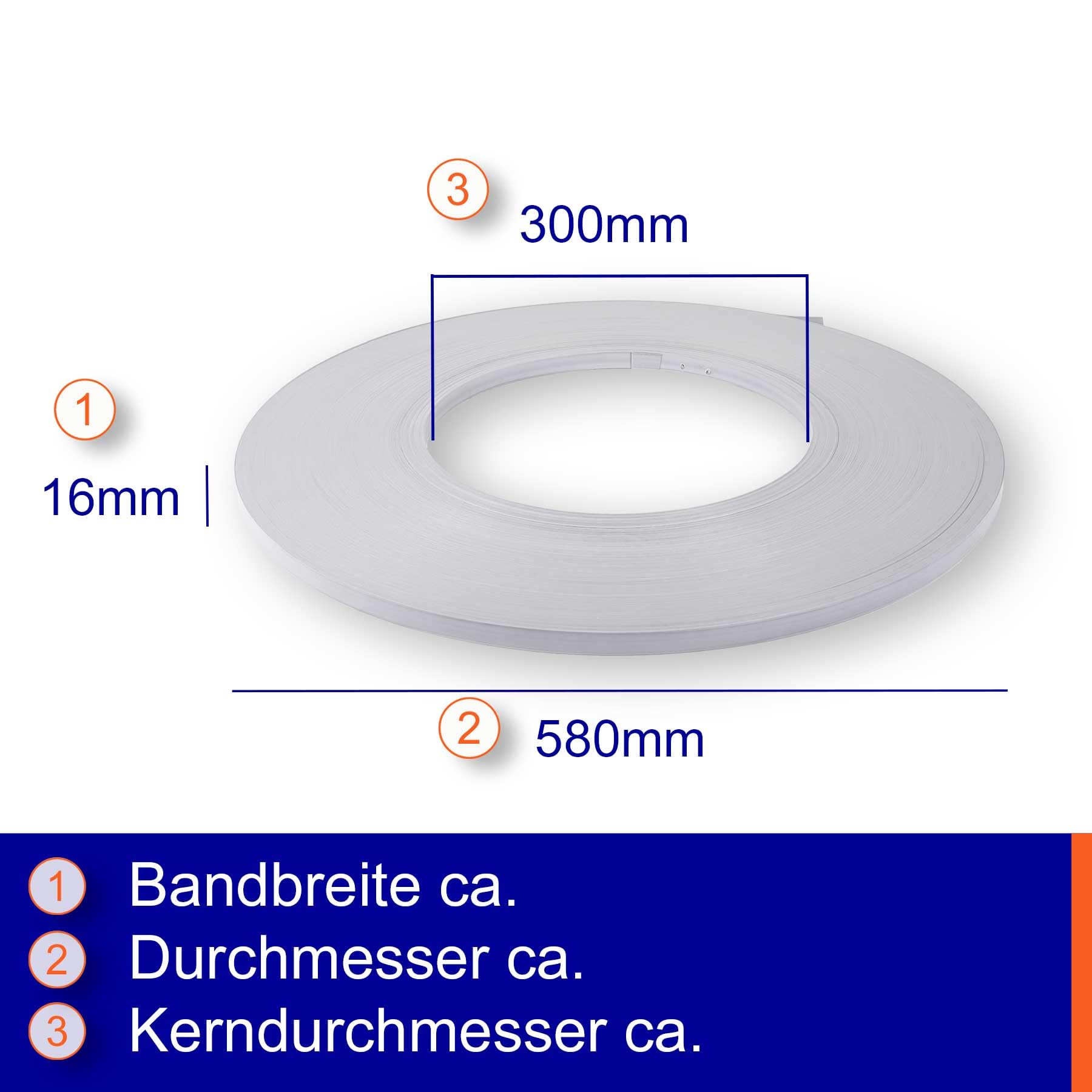 Produktbild von Stahlband 19×0,63 Mm – Gebläut & Gewachst, 1 Rolle, Für Schwere & Scharfkantige Güter, Hohe Reißfestigkeit, Für Bau & Industrie