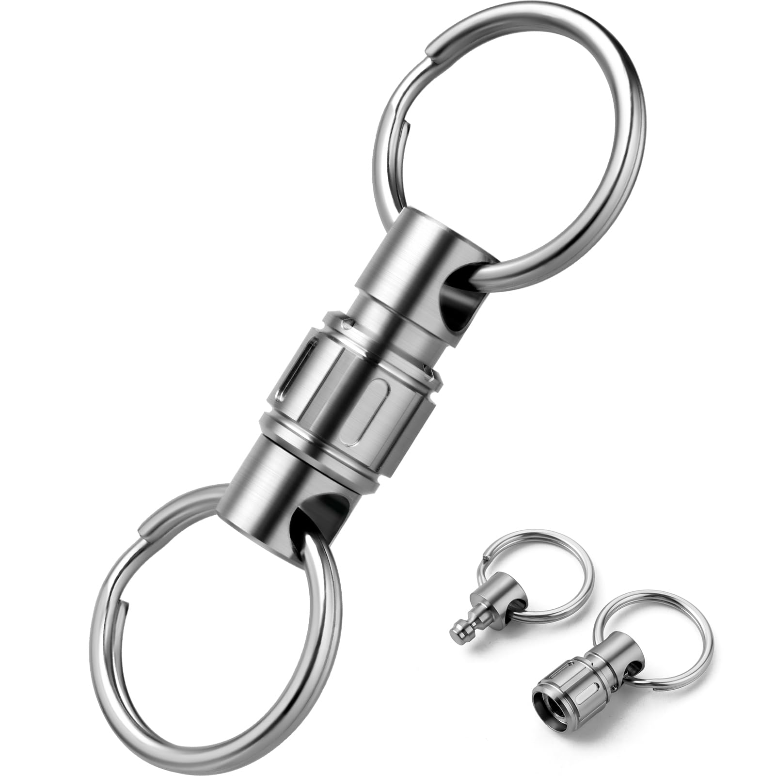 TISURQuick Release Keychain,Titanium Carabiner Keychain,Detachable Pull Apart Double-End Swivel Key Chain Linker