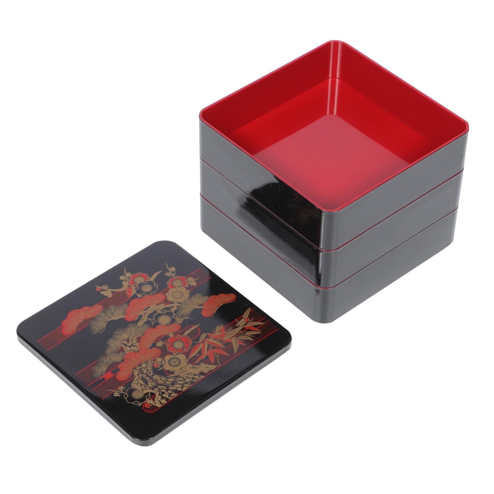 IMIKEYA Boîte à Bento Japonaise à Trois Compartiments 19,5x19,5x16,5 Cm en Matériau Écologique Résistant la Chaleur pour Repas D'affaires et Déjeuner Portable