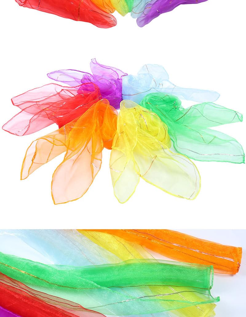 Lot De 30 Foulards De Jonglage En Mousseline – 60 X 60 Cm, Multicolores, Pour Danse, Magie Et Jeux Sensoriels !