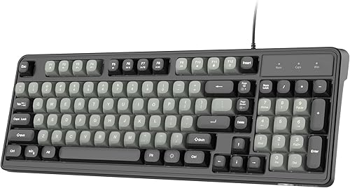 Camiysn Teclado para juegos de alambre, 7 colores arcoíris retroiluminados teclado clásico para juegos (negro y gris)