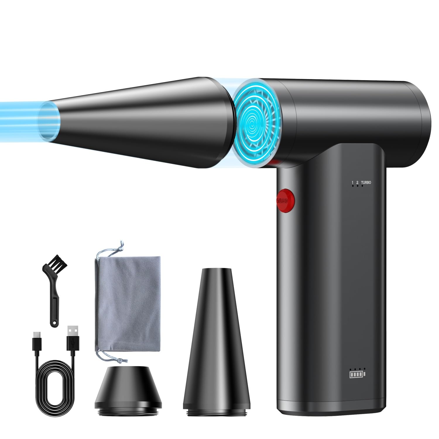 Compressed Air Duster 3 Gears 180000RPM Electric Air Duster for Deep Cleaning Keyboard&PC-Adjustable Rechargeable Cordless Dry Blower Air Blower for Home and Car Compressed Air Cans